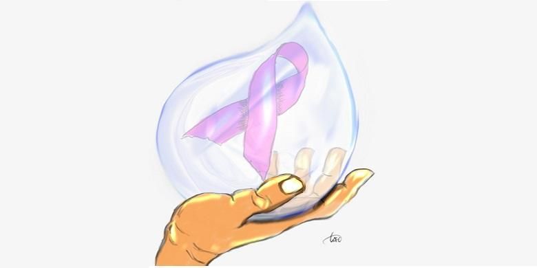 Ilustrasi dukungan/perhatian terhadap kanker payudara, kelahiran usia lanjut, dan kanker pada anak-anak.