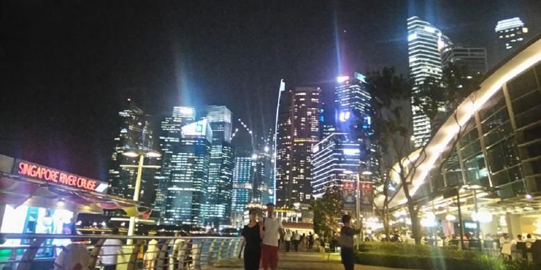 Suasana di kawasan Merlion Park, Singapura.