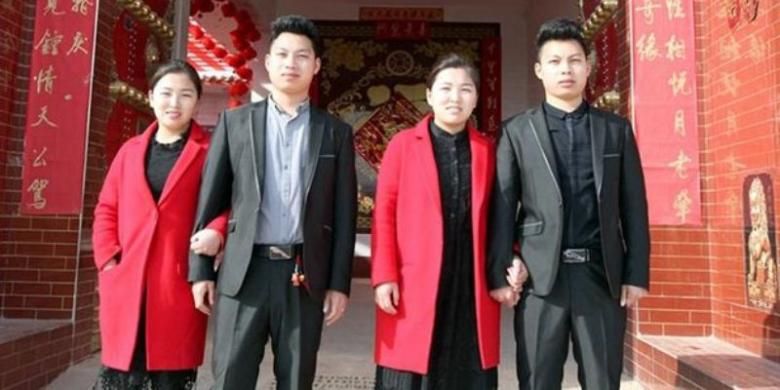 Pasangan suami istri kembar identik asal China ini kerap membuat kerabat dan teman mereka salah mengidentifikasi.