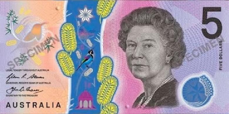 Uang kertas pecahan 5 dollar Australia