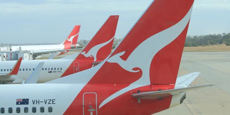 Ilustrasi maskapai Australia, Qantas.