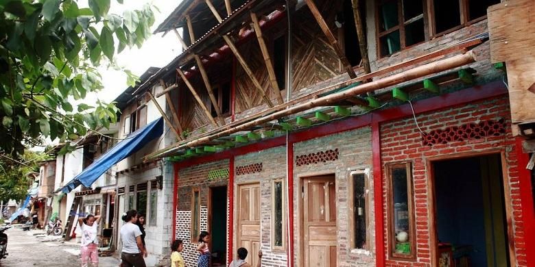 Penampakan rumah contoh di Kampung Tongkol, Ciliwung, Jakarta.