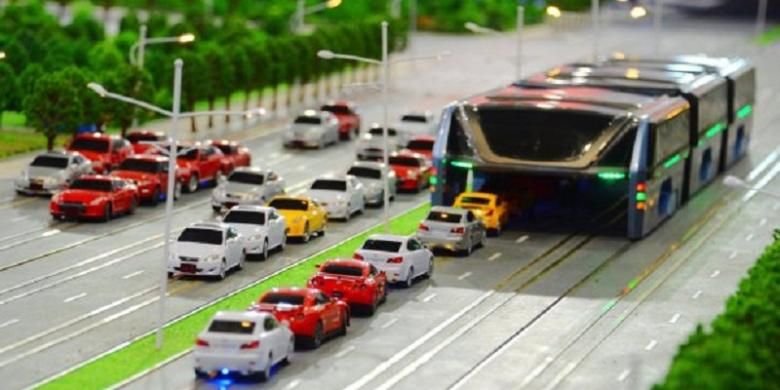 ?Transit Elevated Bus? yang disebut sebagai bus masa depan untuk mengatasi kemacetan yang dialami angkutan umum perkotaan.