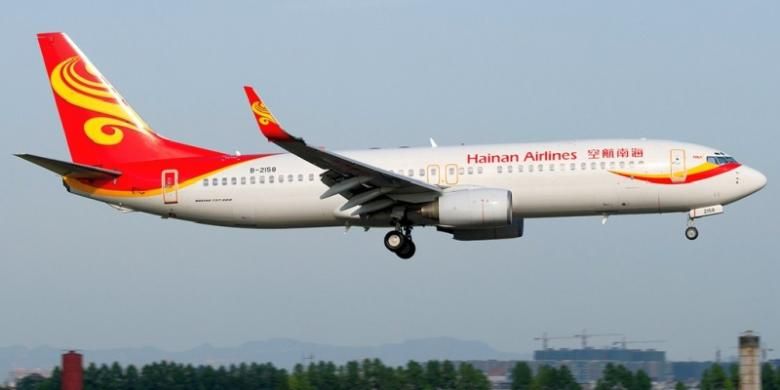 Salah satu pesawat terbang milik Hainan Airlines.