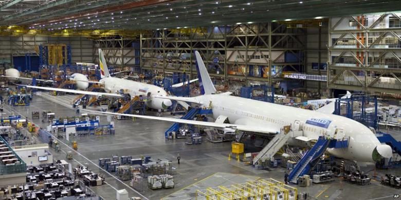Fasilitas perakitan Boeing 787 Dreamliner di South Carlonia, AS.