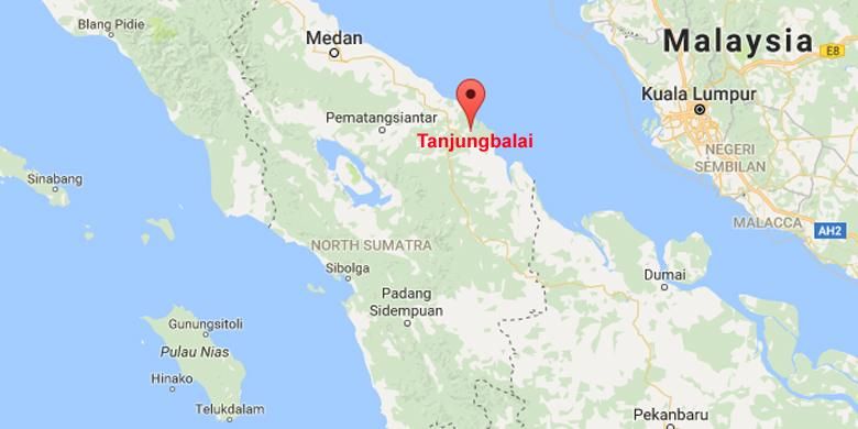 Lokasi Tanjungbalai dalam peta.