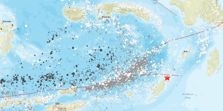 Rekaman kejadian gempa yang dicatat oleh USGS di wilayah Maluku dan sekitarnya.