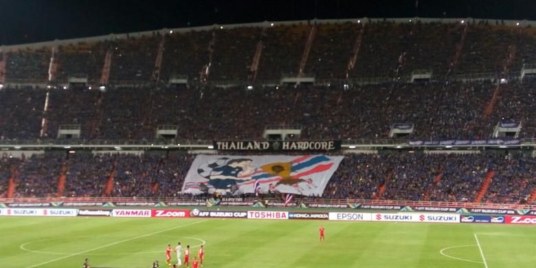Suasana Stadion Rajamangala antara Thailand dan Indonesia jelang final kedua Piala AFF 2016, Sabtu (17/12/2016).