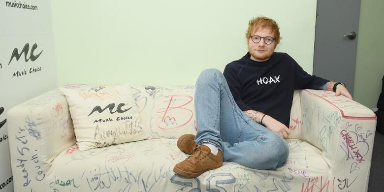 Artis musik asal Inggris, Ed Sheeran, menghadiri Music Choice di Music Choice di New York City, pada Jumat (13/1/2017).