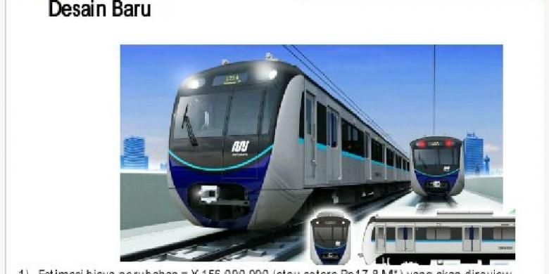 Beginilah desain baru tampilan kepala kereta MRT Jakarta setelah mengadopsi keinginan Plt Gubernur DKI Jakarta Sumarsono. 