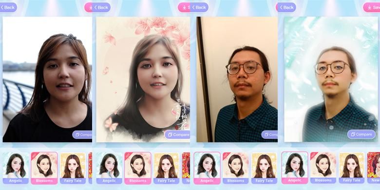 Contoh foto sebelum dan setelah memakai aplikasi Meitu