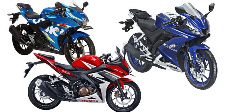 Adu spesifikasi Honda CBR150R, Yamaha R15, dan Suzuki GSX-R150.