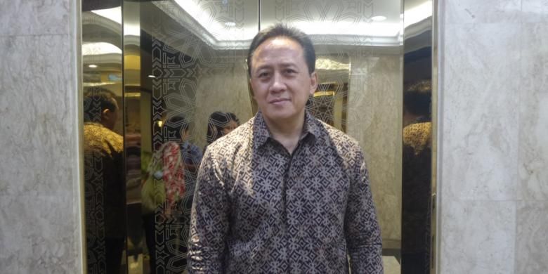 Triawan Munaf diabadikan usai konferensi pers Indonesian Creatif Incorporated (ICINC) oleh Badan Ekonomi Kreatif (Bekraf)  di Gedung Kementerian BUMN, Jakarta Pusat, pada Rabu (8/2/2017).