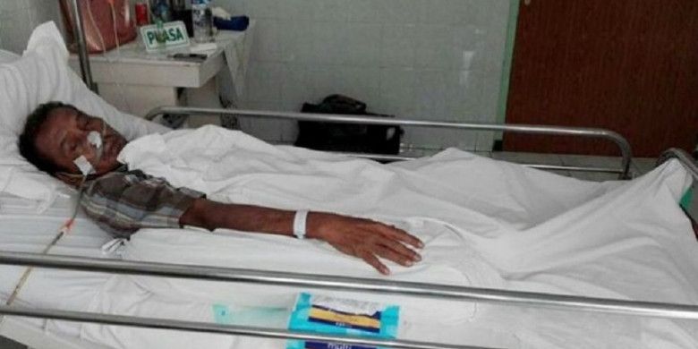 Hasan Magrobi saat dirawat di rumah sakit.