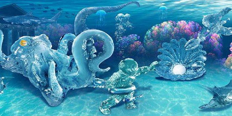 Pada 2017, The Magical Ice Kingdom mengusung tema Deep Sea Adventure. (Sumber: www.hydeparkwinterwonderland.com)