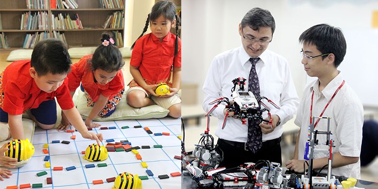 Sejumlah siswa Early Years Programme di Sinarmas World Academy (SWA) belajar  menggunakan robot berbentuk lebah (BeeBots) untuk melatih berbagai kemampuan, seperti pengukuran, arah, angka, warna, konsep ruang, juga logika.