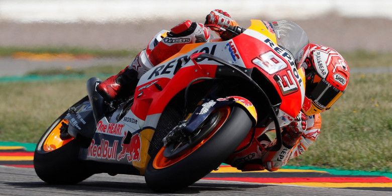 Marc Marquez saat balapan MotoGP Jerman 2018, Minggu (15/7/2018)
