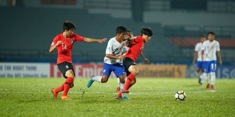 Timnas U-16 Korea Selatan Vs timnas U-16 India di Stadion Petaling Jaya, Petaling, Senin (1/10/2018).
