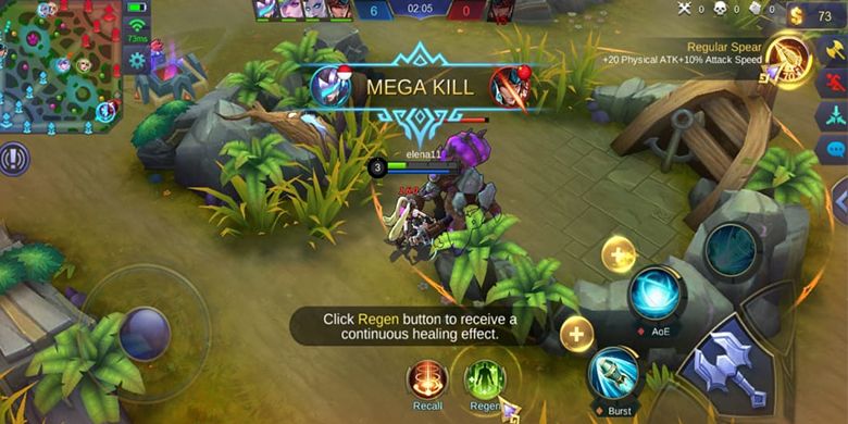 Bermain Mobile Legends dengan tampilan resolusi tinggi tanpa lag di Huawei nova 3i. (KOMPAS.com)