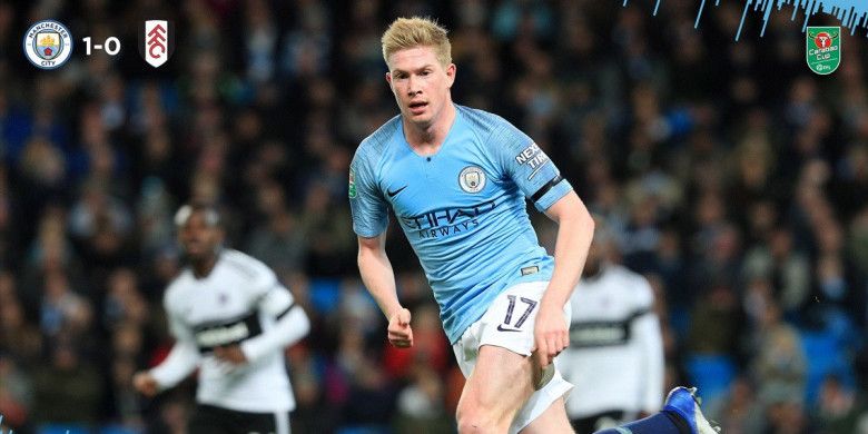 Gelandang Manchester City, Kevin de Bruyne, diindikasikan kembali mengalami cedera pada pertandingan Piala Liga Inggris melawan Fulham di Stadion Etihad, Kamis (1/11/2018).
