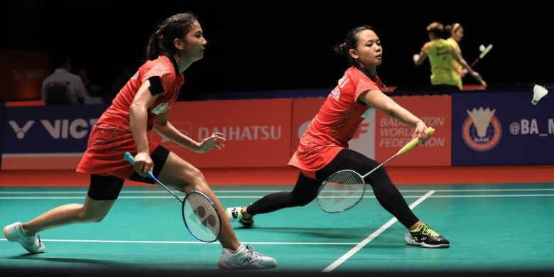 Pasangan ganda putri Indonesia, Virni Putri dan Della Destiara Harris bertanding pada babak pertama Malaysia Masters 2019 melawan pasangan Thailand, ongkolphan Ktitharakul/Rawinda Prajongjai (Thailand), Rabu (16/1/2019).