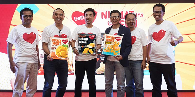 Jajaran manajemen PT Belfoods Indonesia (kiri-kanan): Bapak Jasata (Head of Marketing), Bapak Budi Darmawan (Head of Sales), Bapak Tommy Wattimena (CEO PT Sierad Produce Tbk), Bapak Dicky Saelan (Manging Director Foods Division PT Sierad Produce), Bapak M. Ridwansyah (Head of Manufacturing) & Bapak Adhityo Tunggul (Head of Planning Foods). 