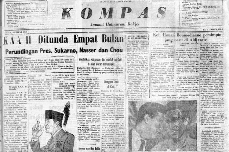 Harian Kompas edisi perdana yang terbit pada 28 Juni 1965.