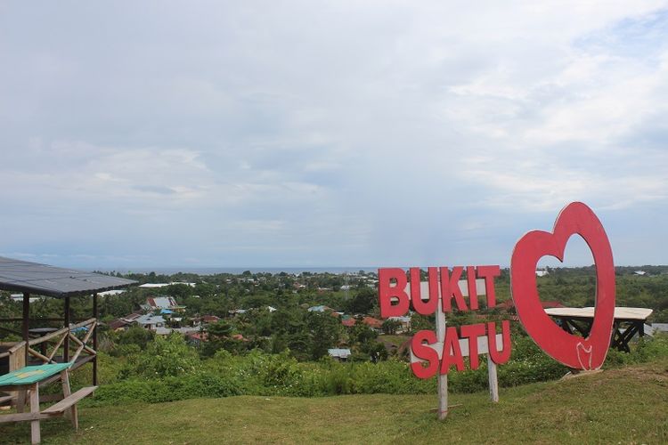 Obyek wisata Bukit Satu Hati di Pulau Biak, Papua Barat. Dari Bukit Satu Hati, wisatawan bisa melihat landmark Kota Biak seperti Bandara Frans Kaisiepo,  Lanud Manuhua, dan Pelabuhan Laut Biak Kota. 