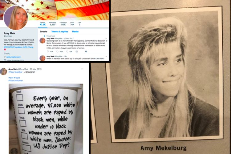 Akun @AmyMek dan foto Amy Mekelburg.