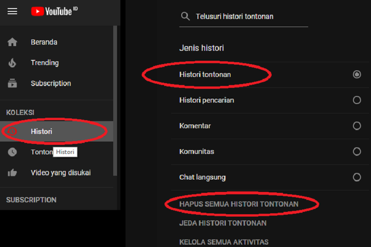 Cara menghapus riwayat video di YouTube