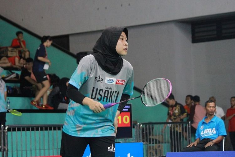 Juara tunggal putri, Marsa Indah Salsabila yang juga dari Usakti, kembali menuju LIMA Badminton Nationals 2019.