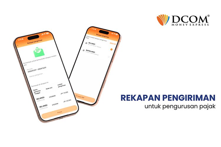 Pantau semua transaksi dengan mudah. Fitur rekapan pengiriman DCOM kini lebih personal dan praktis untuk kebutuhan laporan keuangan atau pajak.