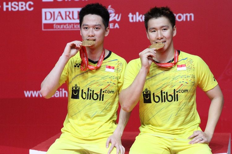 Kevin Sanjaya Syukamuljo/Marcus Fernaldi Gideon, juara Indonesia Masters 2018, Minggu (28/01/2018)