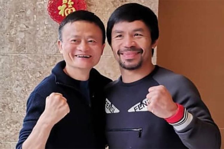 Manny Pacquiao (kanan) dan jutawan China, Jack Ma