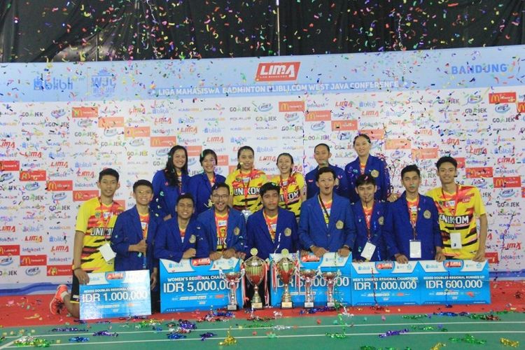  Universitas Komputer Indonesia tampil perkasa dengan merebut seluruh gelar juara dari empat nomor yang dipertandingkan pada ajang  Liga Mahasiswa (LIMA) Badminton: Blibli.com West Java Conference (WJC) 2018.