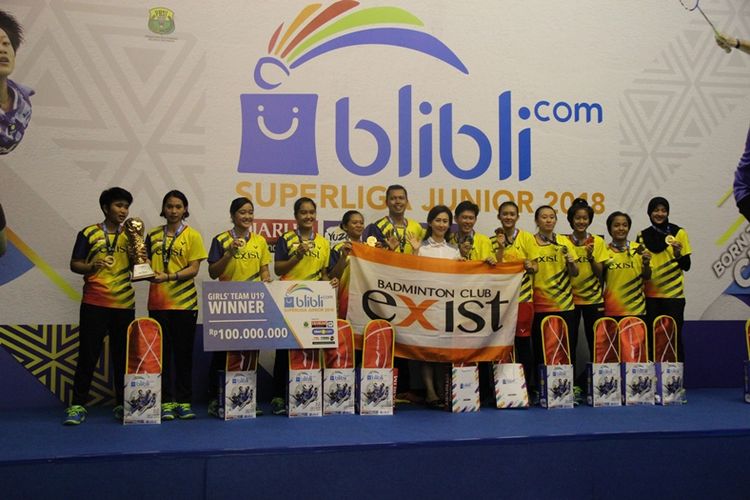 Tim putri U19 PB Exist juara turnamen Blibli.com Superliga Junior 2018
