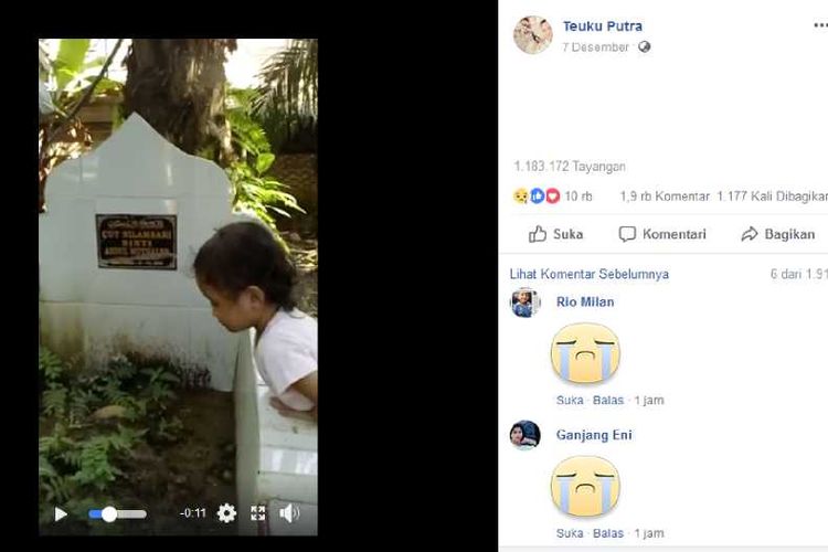 Pocut saat memanggil-manggil mamanya di makam sang ibu.