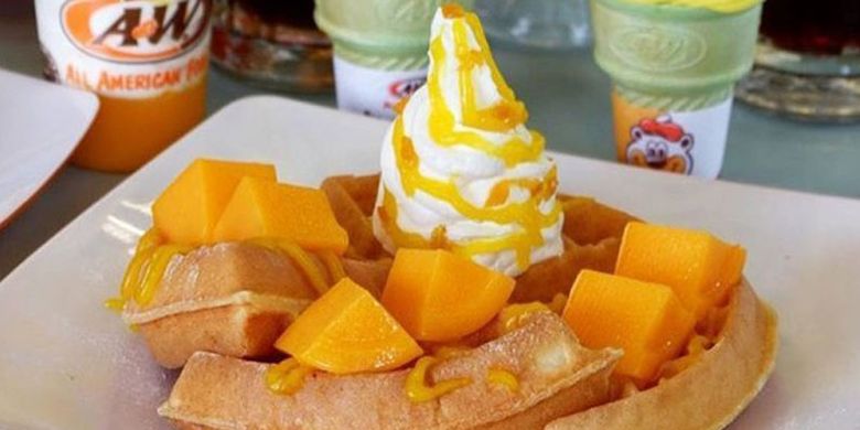 Waffle Ice Cream Mango dari A&W Indonesia.