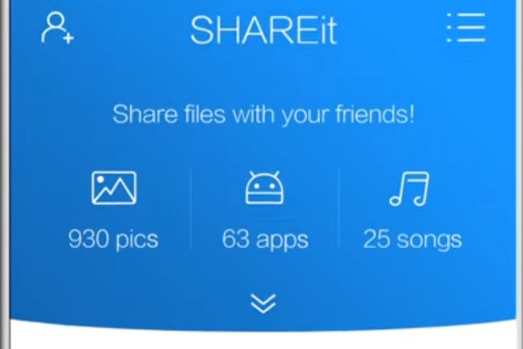 Antarmuka aplikasi transfer file, ShareIt.