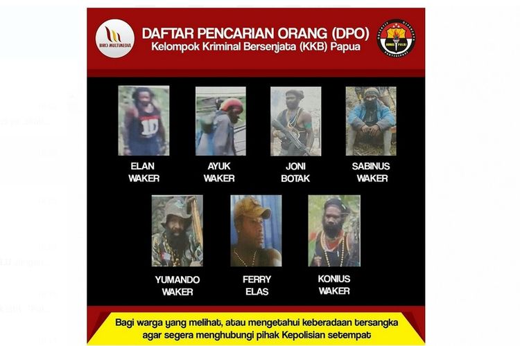 Polda Papua merilis DPO kelompok bersenjata di Papua.