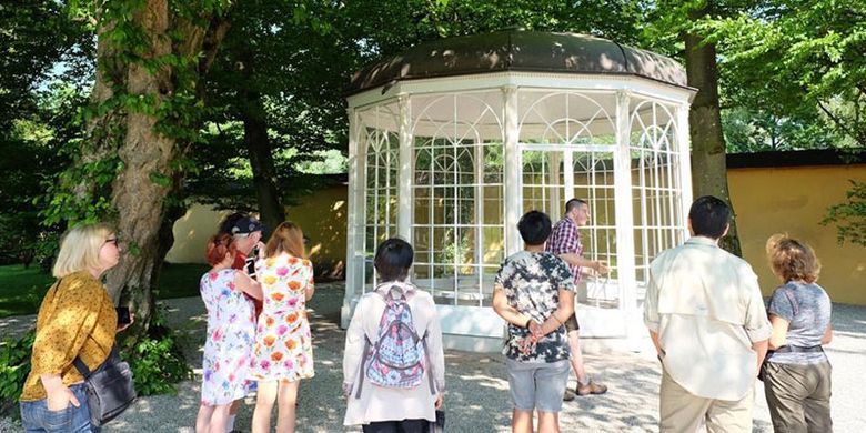 Gazebo di Hellbrunner Palace di Salzburg, Austria. Salzburg memang terkenal sebagai salah satu tujuan wisata populer di Austria.