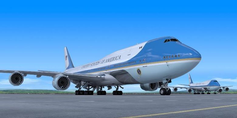 Ilustrasi pesawat Air Force One yang diproduksi oleh Boeing. (Twitter/The Boeing)