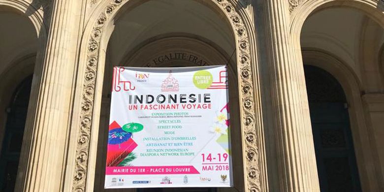 Indonesia A Fascinating Journey berlangsung di Mairie Du 1er Arrondissement Paris, persis di depan Museum Louvre. Indonesia A Fascinating Journey digelar 14-19 Mei 2018. 