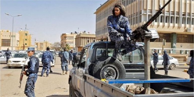 Tentara Nasional Libya (LNA) ketika berjaga kota selatan Sebha Maret lalu.