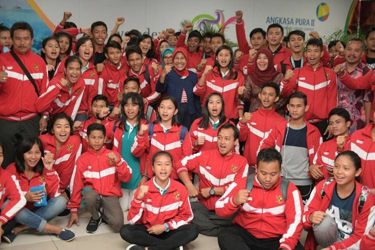 Kontingen Indonesia ASEAN Schools Games (ASG) 2017 tiba di Jakarta pada Jumat (21/7/2017) sore WIB.
