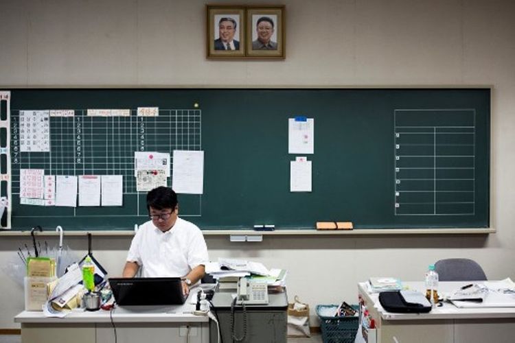 Suasana ruang kelas sekolah Pro Korea Utara di Jepang. Foto ini diambil pada 13 Oktober 2017. (AFP/Behrouz Mehri)