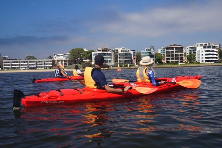 Kayaking di Swan River, Perth, Australia Barat. 