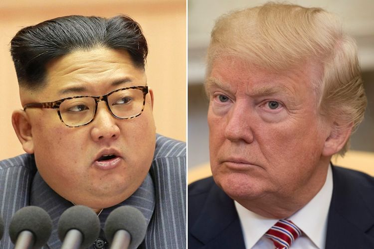 Pemimpin Korea Utara Kim Jong Un, dan Presiden Amerika Serikat Donald Trump.