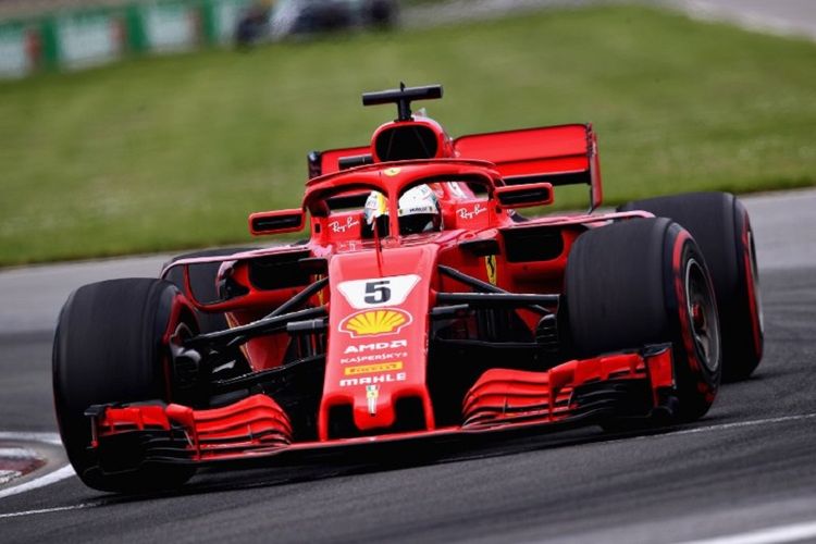 Sebastian Vettel menjadi yang tercepat pada GP Kanada 2018 yang berlangsung di Sirkuit Gilles-Villeneuve, 10 Juni 2018. 