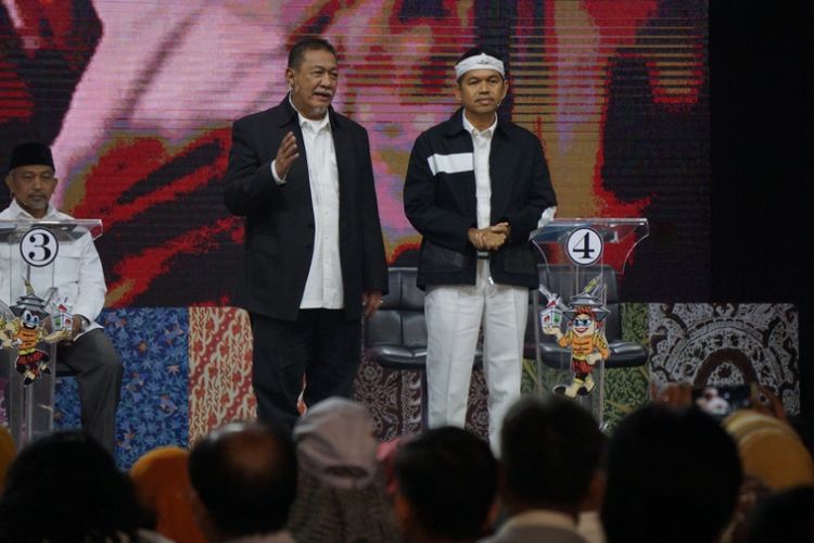 Pasangan calon gubernur-wakil gubernur Jawa Barat, Deddy Mizwar-Dedi Mulyadi dalam debat publik Pilgub Jabar terakhir, Jumat (22/6/2018).